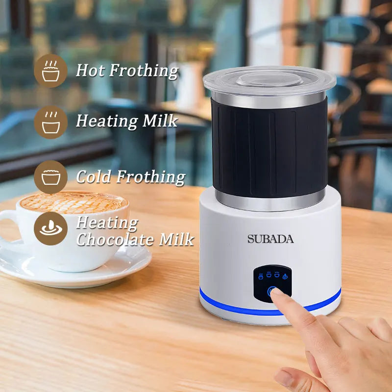 SUBADA Home Appliances 4 in 1 Electric Milk Frother Large Capacity Electric Milk Steamer for Hot and Cold Milk Froth Warmer