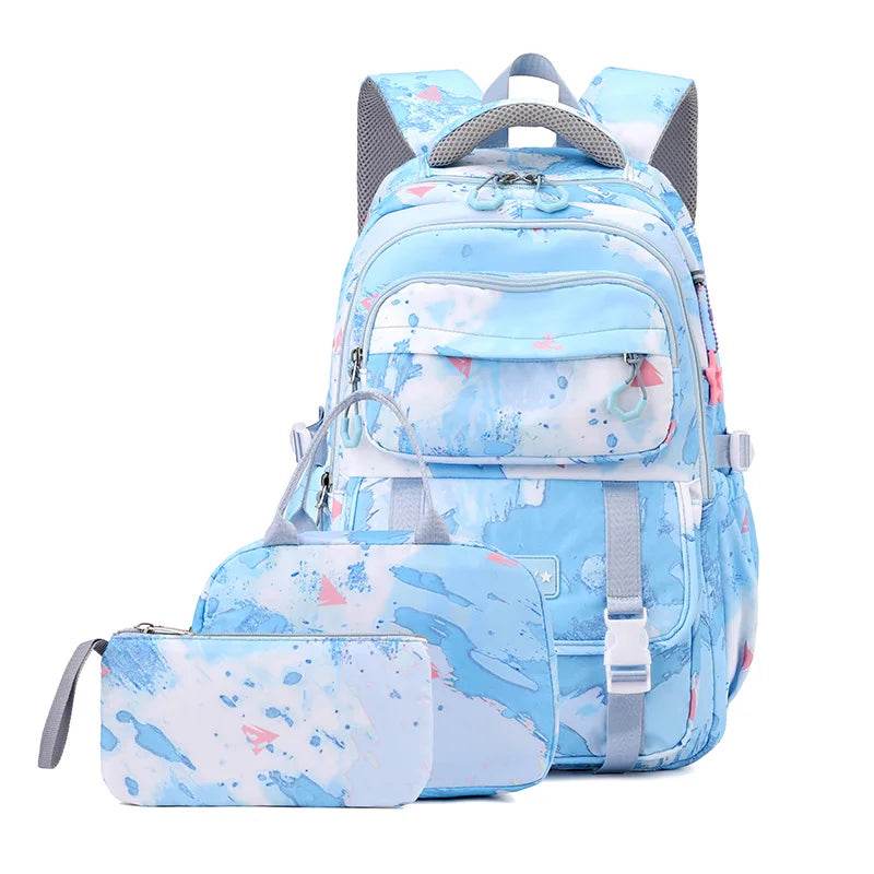 Middle School Student Backpack Children Set School Bags for Girls Kids Schoolbags Waterproof Book Bag With Lunch Bag Pencil case - AIAZ