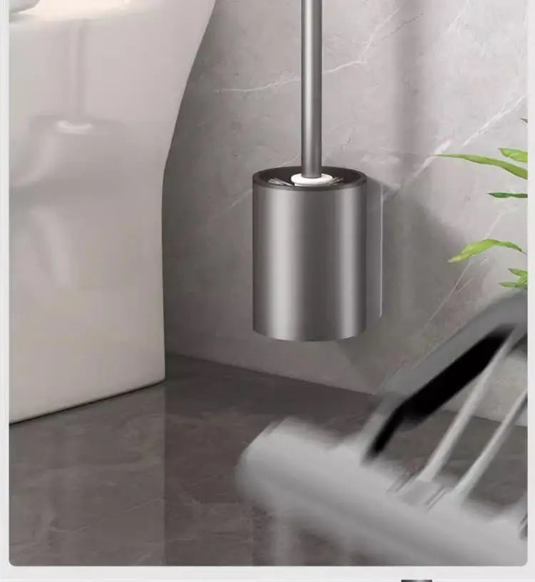 Toilet brush holder, no punching space aluminum wall-mounted toilet cleaning brush, easy to clean, toilet brush for bathroom