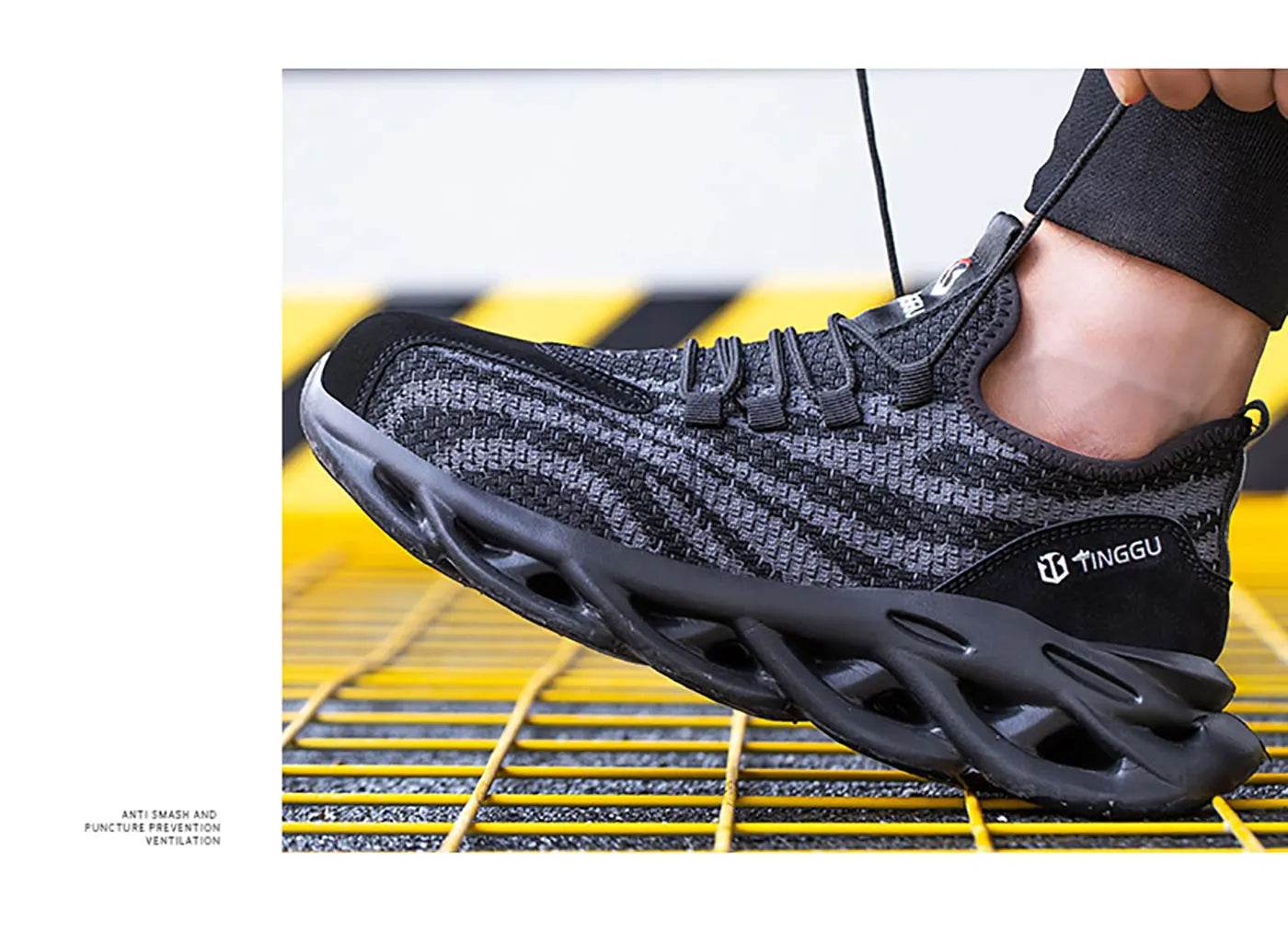 Men's safety shoes are anti impact, anti puncture, soft, comfortable, breathable, anti slip, and wear-resistant work shoes - AIAZ