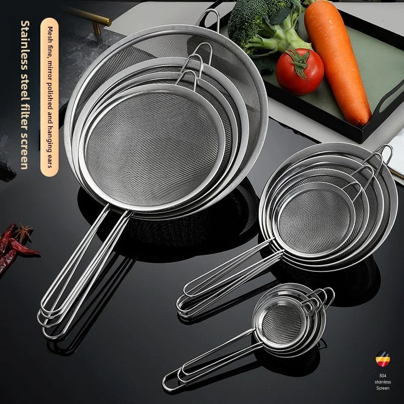 Stainless Steel Sieve Mesh Filter Slotted Spoon Kitchen Essential 3 Pack Fine Food Strainer with Long Handle for Cooking