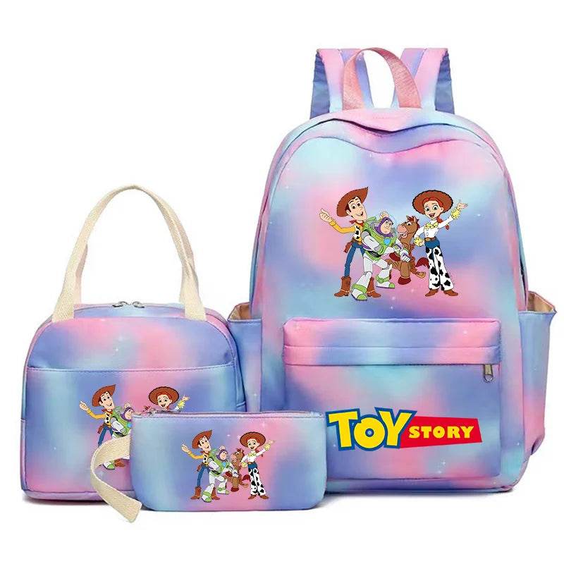 Toy Story Colorful Backpack Set With Tote and Pouch Large Capacity Lightweight And Breathable Outdoor Knapsack School Bags - AIAZ