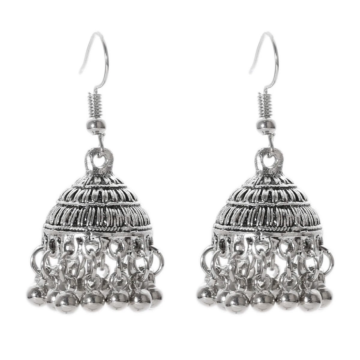 Boho Afghan Ethnic Drop Earrings For Women Pendient Gold Color Gyspy Silver Color Bell Ladies Indian Earring Jewelry