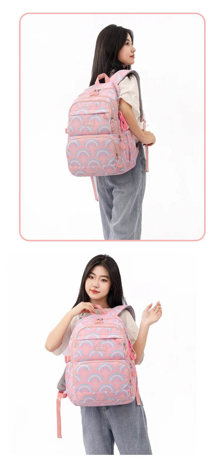 School Bags Girls Casual Travel Backpack Children Middle School Students Backpacks Business Oxford Waterproof Rucksack No Wheel - AIAZ