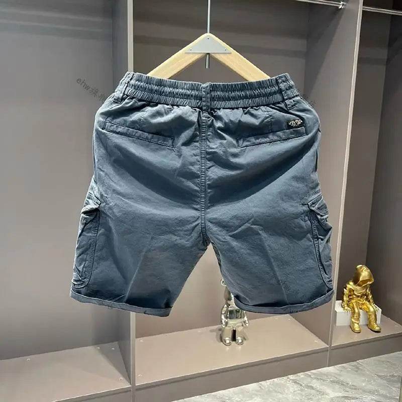 2025 Summer Work Shorts for Men Casual Multi-pocket Loose Elastic Five Points - AIAZ