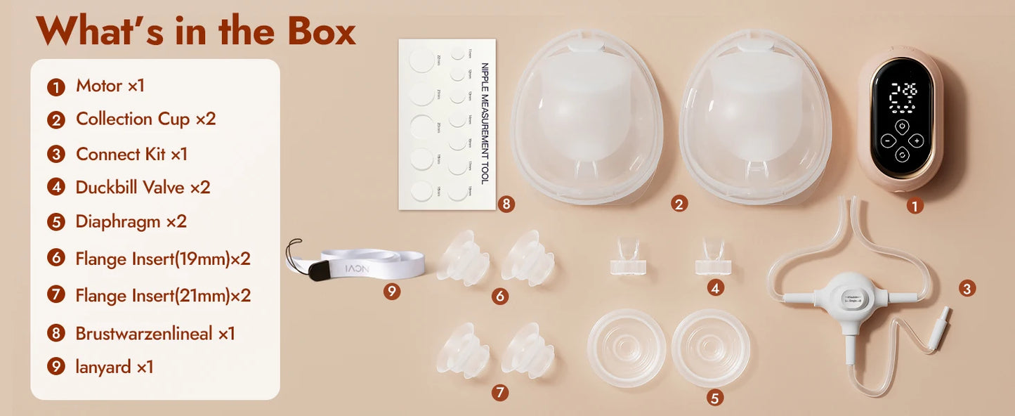 NCVI Double Electric Breast Pump,Ultra-Light Wearable Breastfeeding Pump,4 Modes 9 Levels,19/21mm for Small Nipples