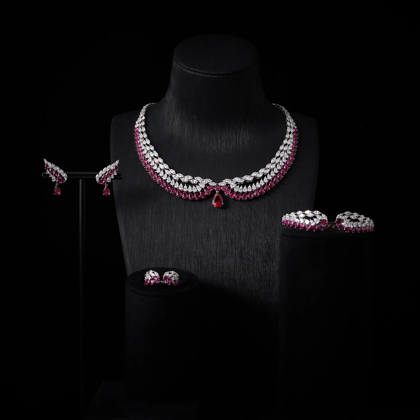 241203 Luxury Bridal Cubic Zirconia Necklace Set for Women Dubai Jewelry Sets  Wed Jewelri Wedding & Engagement musulman ens