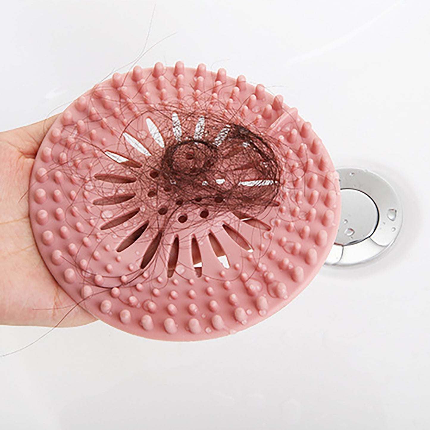 Silicone Drain Hair Catcher with Suction Cup Shower Bathtub Drain Strainer Hair Filter Drain Sink Strainer Bathroom Accessories