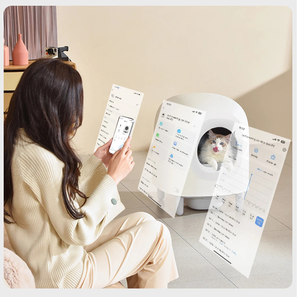 Petree 2.0 pro 2024 New 56L Automatic Smart Cat Litter Box Self Cleaning Fully Enclosed Cat Litter Box Pet Toilet Litter Tray
