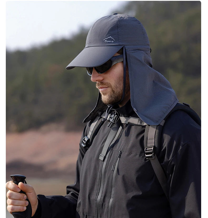 Summer Quick Drying Baseball Caps For Men Women Anti UV Sun Hat Breathable Hiking Fishing Hat Male Outdoor Detachable Shawl Hats