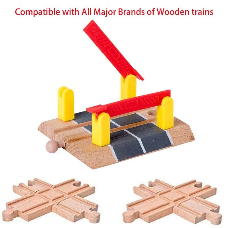 DIY Children Wooden Train Rail Track Accessories Toy Cross Track Railway Toys Compatible All Track for Kids Boys & Girls Gifts - AIAZ