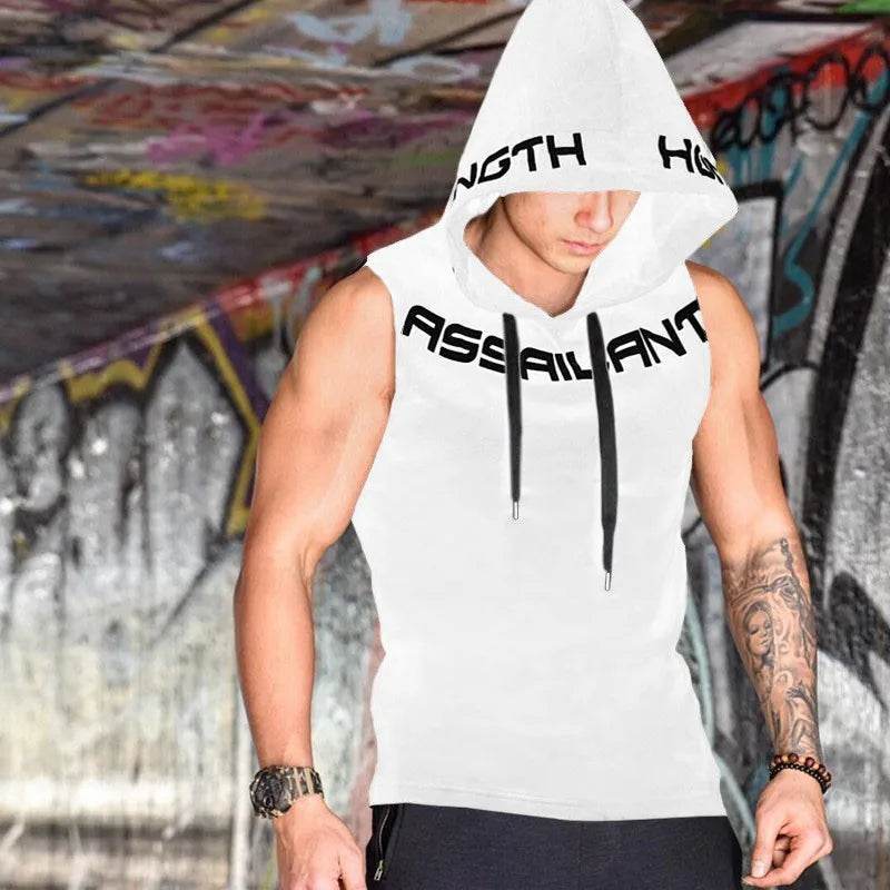 Men Tank Tops Gym Clothing Fitness Sleeveless hoodies Vests Cotton Singlets Men Joggers vest Bodybuilding casual Clothing - AIAZ