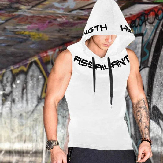Men Tank Tops Gym Clothing Fitness Sleeveless hoodies Vests Cotton Singlets Men Joggers vest Bodybuilding casual Clothing - AIAZ