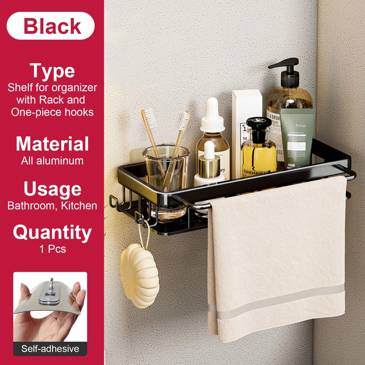 Bathroom Shelf No Drill Wall Mounted Shampoo Bottle Shower Corner Rack Toilet Storage Rack Aluminum Bathroom Kitchen Accessories