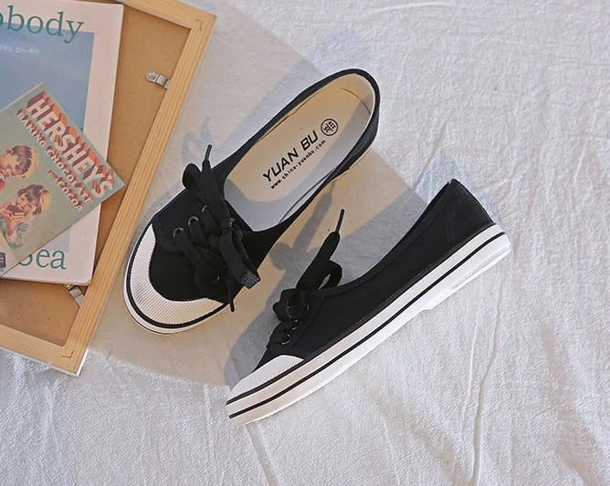 Shoes For Women Flat Canvas Lace Up Woman Footwear White Comfortable And Elegant Stylish Low Price Daily Routine 39 Sale A