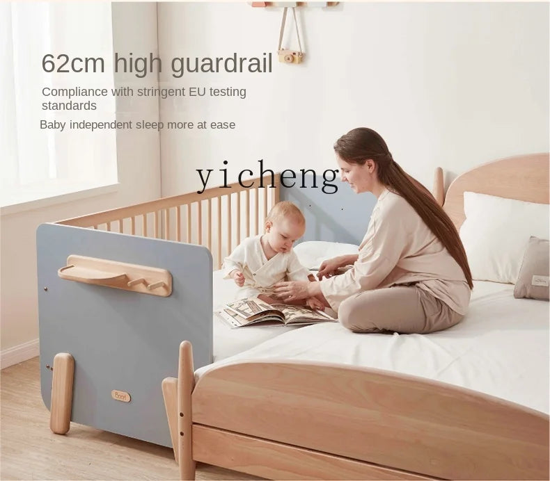 ZZ  Splicing Bed Children's Seamless Bedside Bed Widened Crib Adjustable High Guardrail Bed