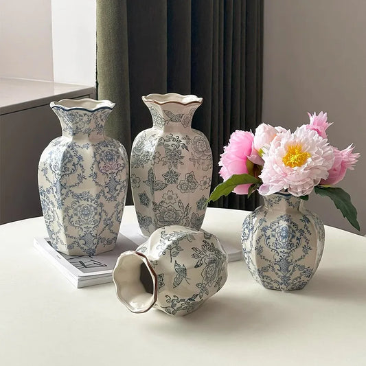 Cerc Flower Vase Decoration Jingdezhen Blue And White Porcelain Living Room Floral Arrangement Desktop Flower Ho...