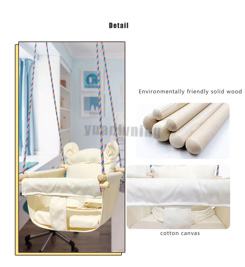 Kids Swing Portable Ceiling Suspended Chair With Seat Cushion Kids Baby Children's  Hammock with Safety Belt For Kids Babies
