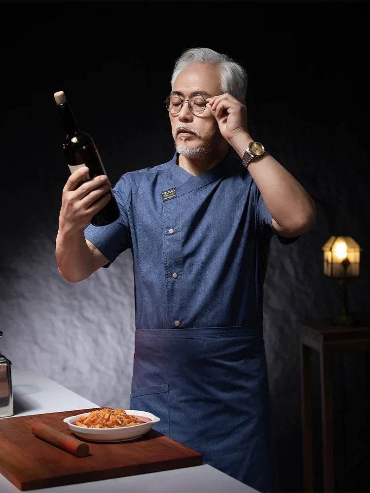 Men Head Chef Food service Kitchen Cooking Costume Pizzaiolo Cook Uniform Restaurant Chef's Jackets Bakery Cafe Working Clothes - AIAZ