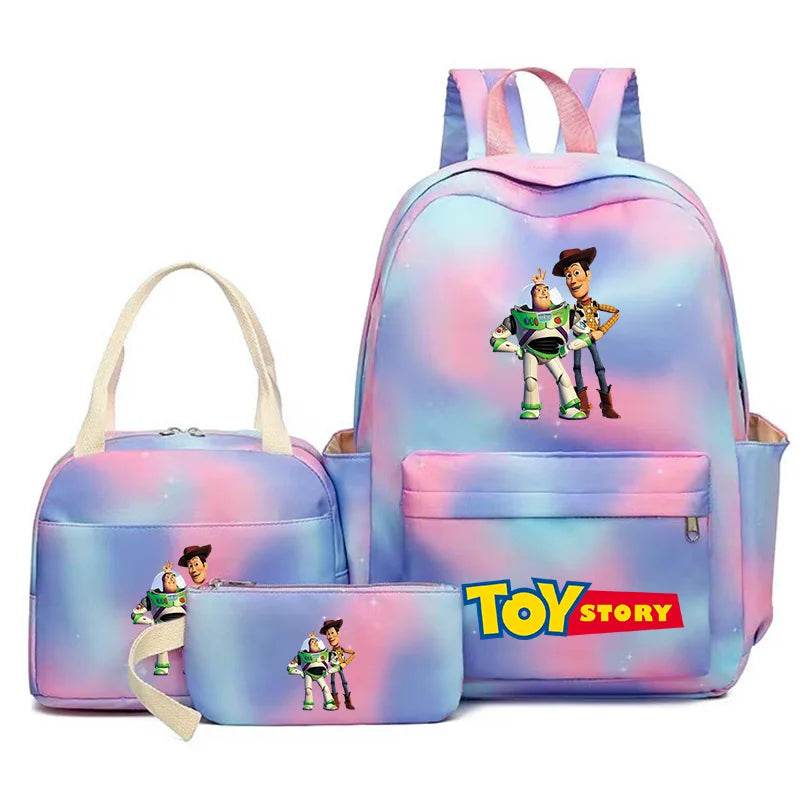 Toy Story Colorful Backpack Set With Tote and Pouch Large Capacity Lightweight And Breathable Outdoor Knapsack School Bags - AIAZ