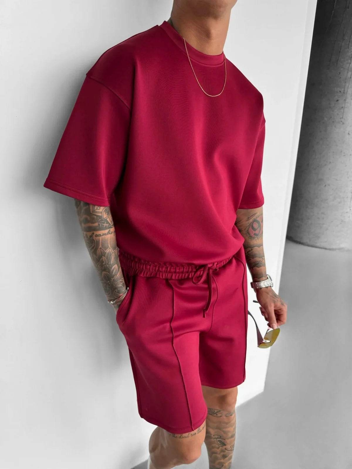 Men 2025 summer fashion sports design sense simple casual solid color quick drying short-sleeved T-shirt trend clothes - AIAZ