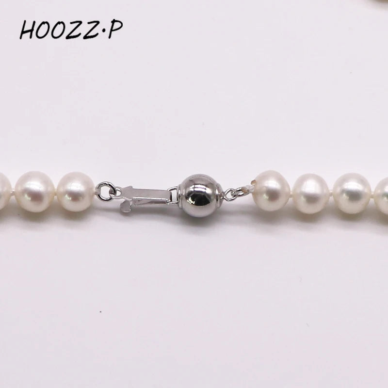 HOOZZ.P Natural Freshwater Pearl Necklace Fine Jewelry For Women Silver 925 Jewelry 2022 Elegant Gift  White 6-7mm AA Quality