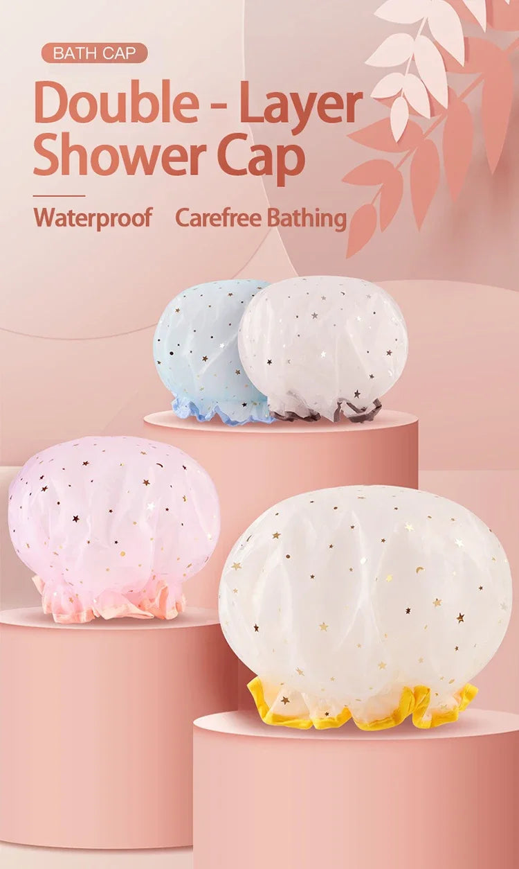Shower Bath Cap Girl Luxury Women's Reusable Shower Cap Donuts for Hair Swimming Cap Shower Bonnet Douche