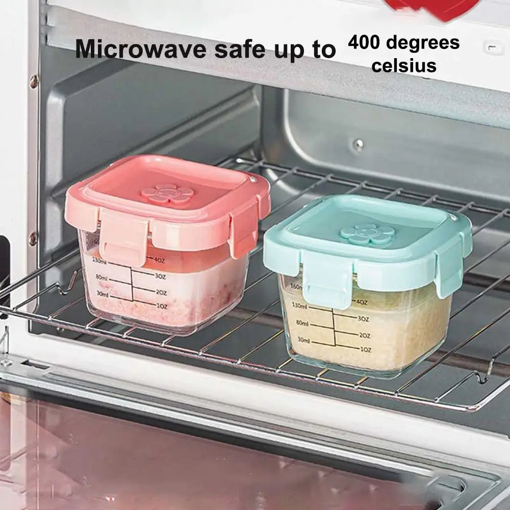 140ml Glass Food Storage Box Frozen Baby Food Glass Cup Baby Food Storage Jar for Little Ones Microwave Safe