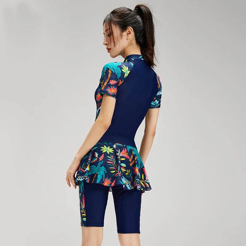 Fashion Burkini Turkey Sport Muslim Swimwear Plus Size Short Sleeve Islamic Swimsuit Women Modest Swim Skirt Swimming Suit - AIAZ