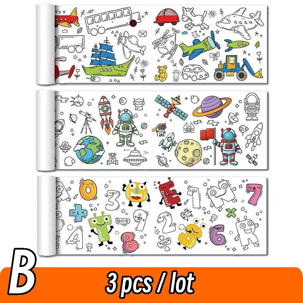 90cm Animal Children's Drawing Roll DIY Coloring Paper Roll Color Filling Graffiti Paper-cut for Kids Painting Educational Toys - AIAZ