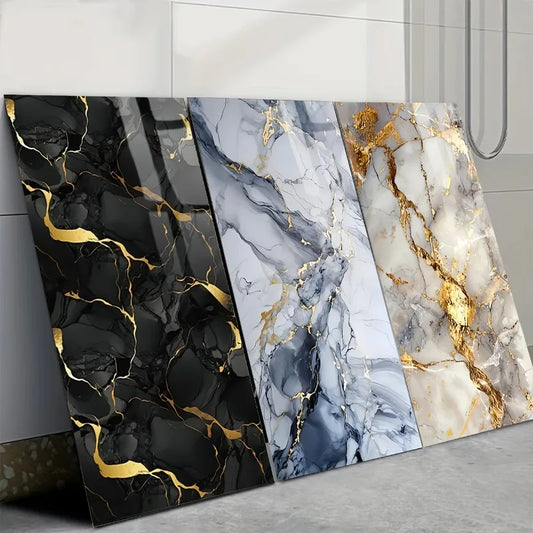 10PCS Waterproof 3D Tile Stickers Self Adhesive Imitation Marble Wall Floor Panels Peel and Stick for Kitchen Bathroom Decor