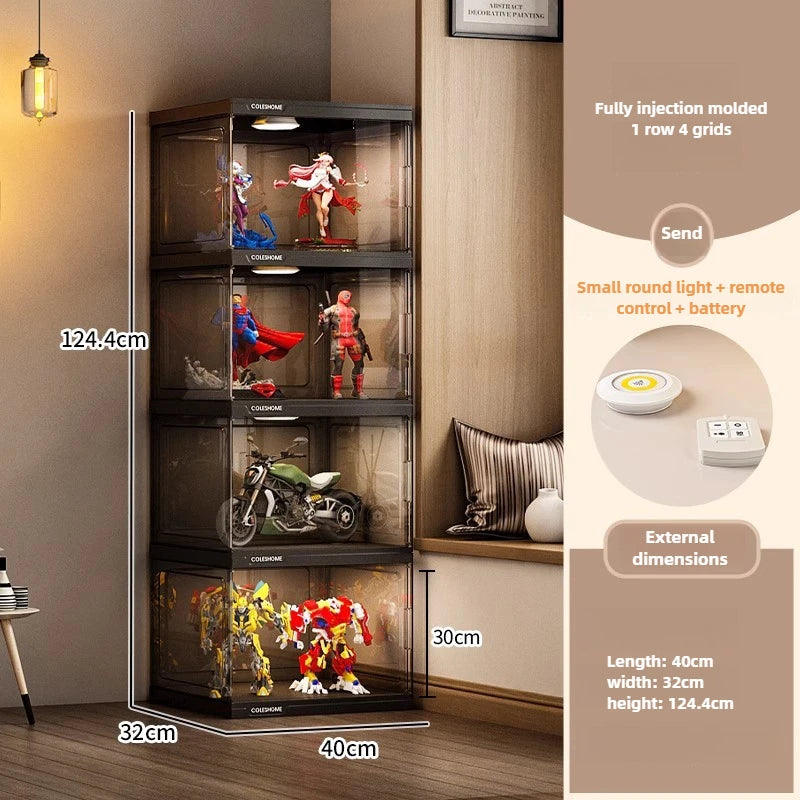 Handmade Display Cabinet, Decorative Model, Building Block Storage Box, Transparent Lego Layered Toy Rack for Household Use