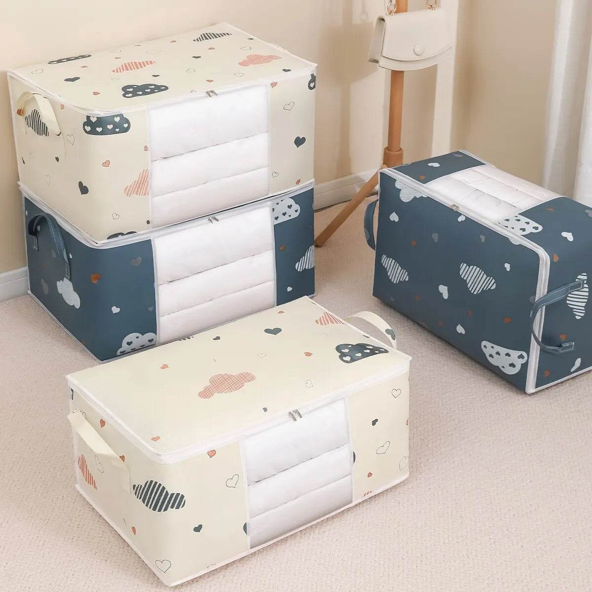 Large Capacity Clothes Storage Bag Organizer With Reinforced Handle Suitable For Blankets Bedding Foldable With Sturdy Zipper - AIAZ