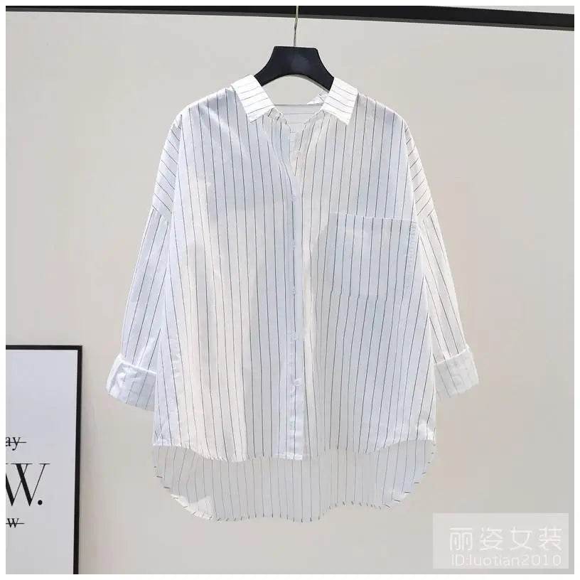 Women's Clothing 2023 Striped Simplicity Fashion Casual Spring Summer Thin Pockets Turn-down Collar Button Loose Formal Blouses - AIAZ