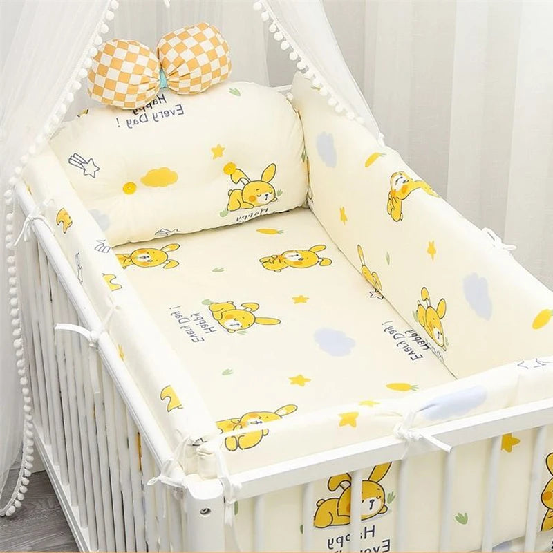 Newborn Cotton Breathable One-piece Bed Bumper Removable Washable Children Bedding Set Four Seasons Universal Cartoon CribBumper