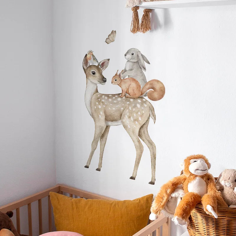 Animal Vinyl Tile Child Wall Sticker For Baby Kids Room Decoration Adhesive Wallpaper Bedroom Accessories Wall Decor Home Decor