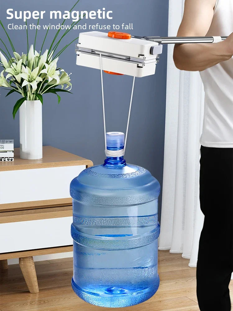 Double Sided Magnetic Glass Brush With Telescopic Rod Adjustable Magnetic Anti-Drop For Various Glass Home Window Cleaner