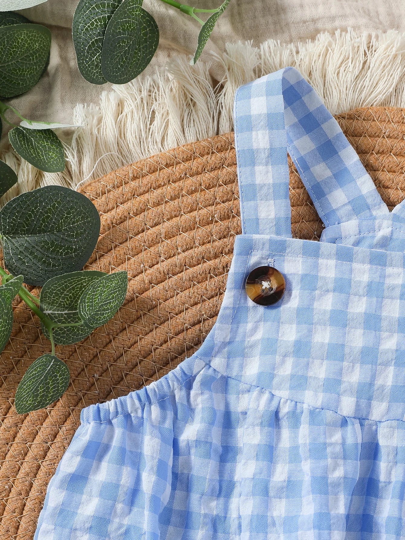 Suspenders Baby Boys Sleeveless Summer Plaid Green jumpsuit Japan&Korean Streetwear)