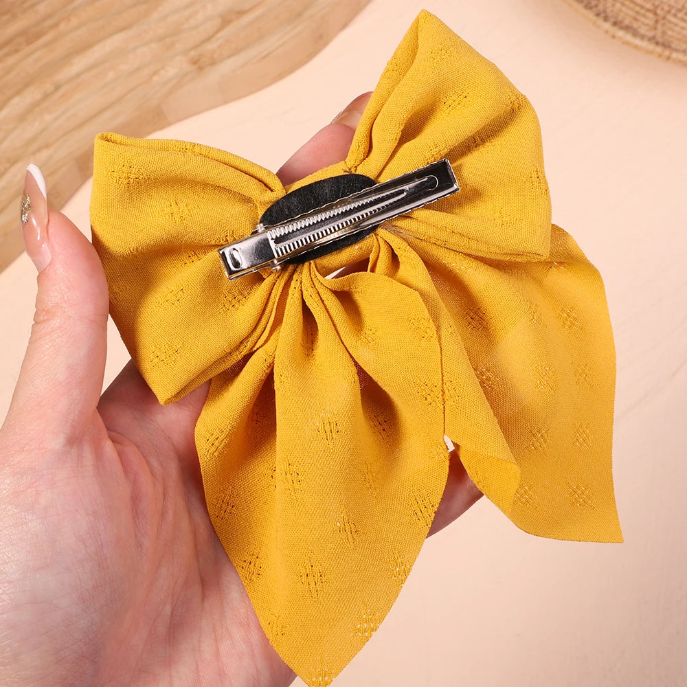 2Pcs/set Sweet Solid Bowknot Hair Clips for Women Girls Print Bows Hairpins Barrettes Duckbill Clip Headwear Hair Accessories