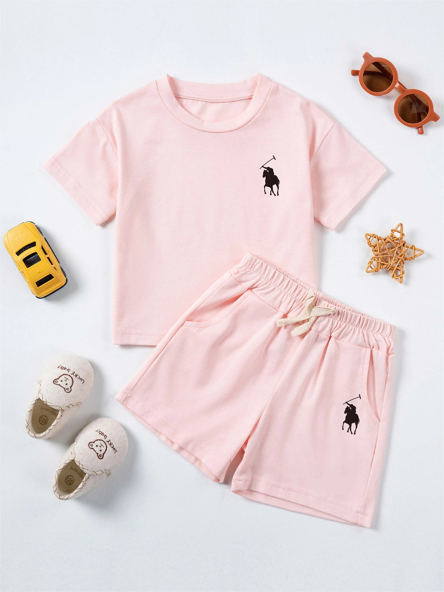 Summer Cotton Toddler 2pcs Boys Girls Printed Round Neck Top + Shorts Set Comfortable Skin-friendly Casual Clothing 2024 New