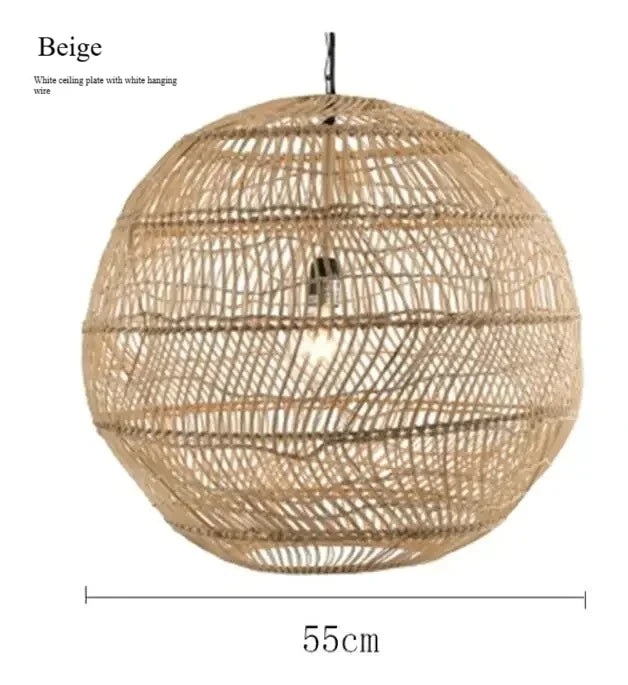 Japanese Style Wooden Woven Handmade Pendant Lights Restaurant Bedroom Study Room Chandelier Pastoral Rattan Tatami Chandeliers