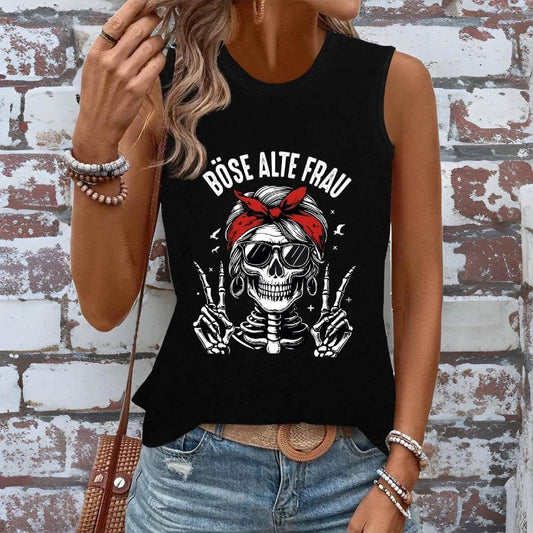 Women's Top New 2025 Casual Loose Pulover Graphic Print Tank Top Sleeveless Casual Top For Summer & Spring Women's Clothing - AIAZ