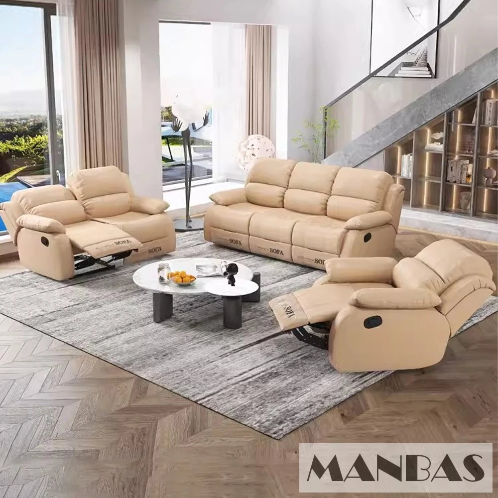 MINGDIBAO Manual / Electric Recliner Sofa Genuine Leather Couch for Livingroom Theater Seat Cinema Recliner Multifunctional Sofa