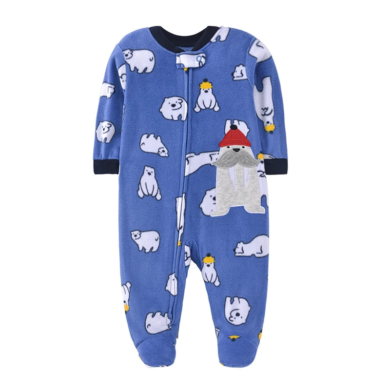 Winter Baby Boy Girl Rompers Clothes Zipper Fleece Autumn Warm Newborn Infants Pajamas Outfit Animal Jumpsuit Clothing 0 -12 M