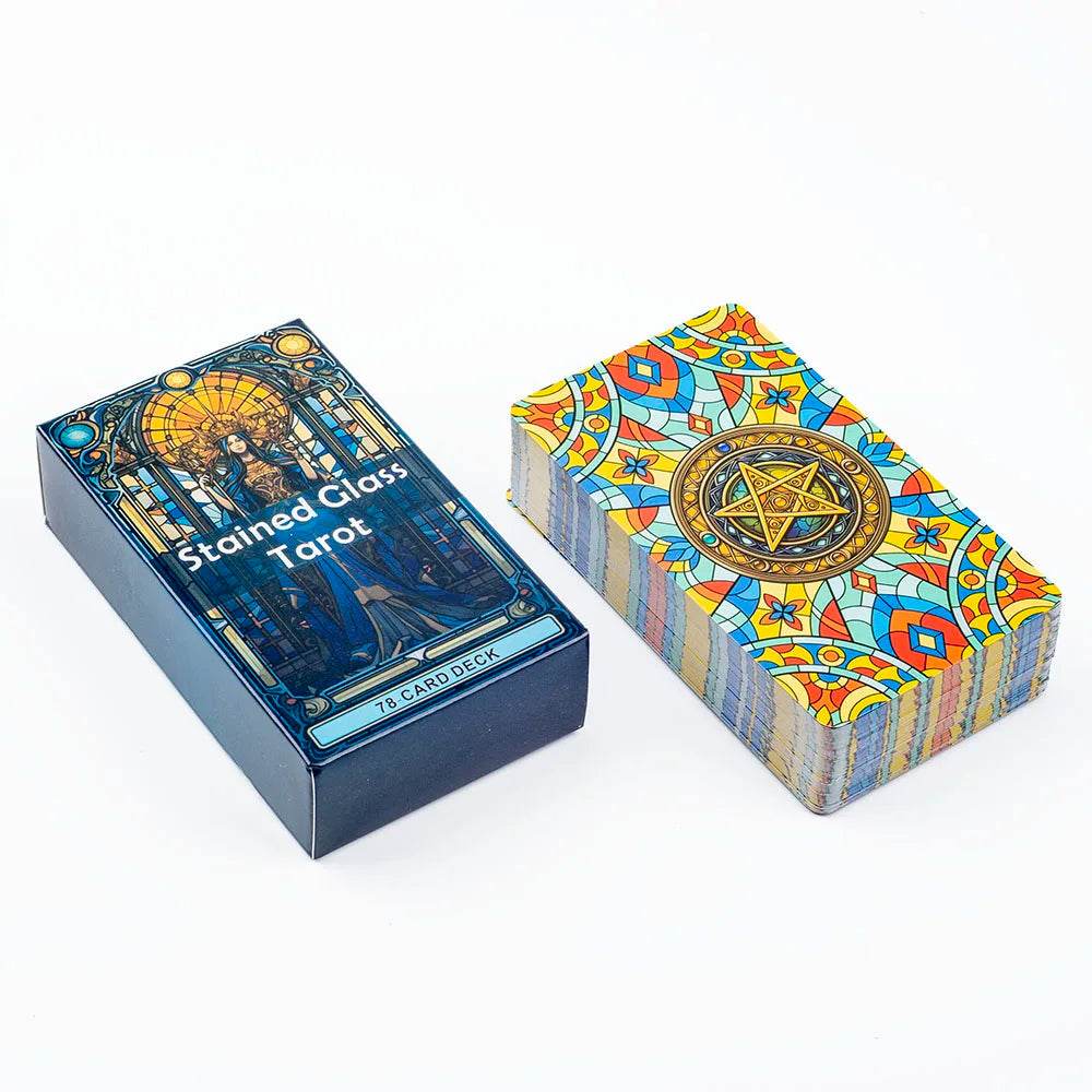 Stained Glass Tarot A 78-Card Deck Leisure Entertainment Game Card Family Gathering Divination Board Playing Games 10.3*6Cm - AIAZ