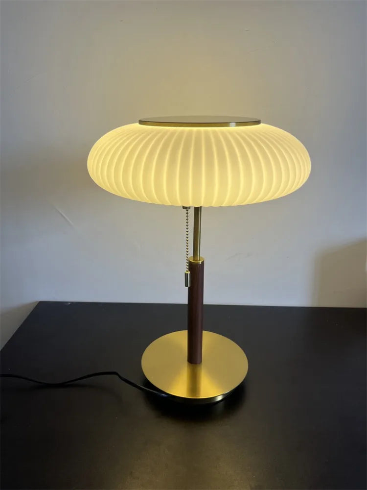 Nordic Vintage Table Lamp White Glass Desk Light for Bedroom