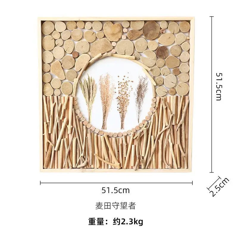 52x52cm 3D Flower & Wheat Field Building Blocks Wall Art - simple Creative Room Decor Aesthetic for Dining Room & Living Room