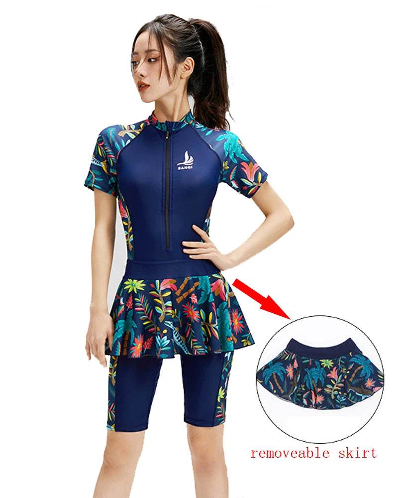 Fashion Burkini Turkey Sport Muslim Swimwear Plus Size Short Sleeve Islamic Swimsuit Women Modest Swim Skirt Swimming Suit - AIAZ