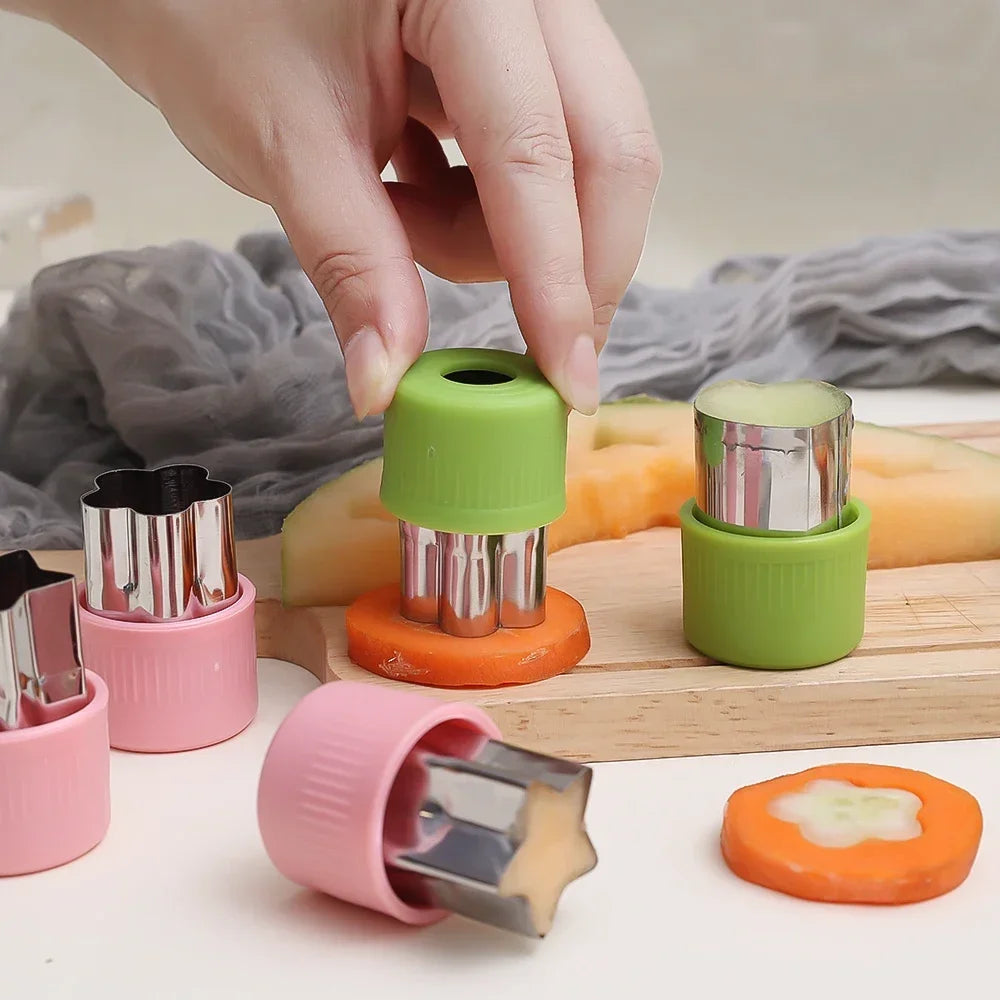 6/3PCS Vegetables Fruit Embossing Cutting Mold New Star Heart Flower Shape Stainless Steel Cutter Plastic Handle Kitchen Gadgets