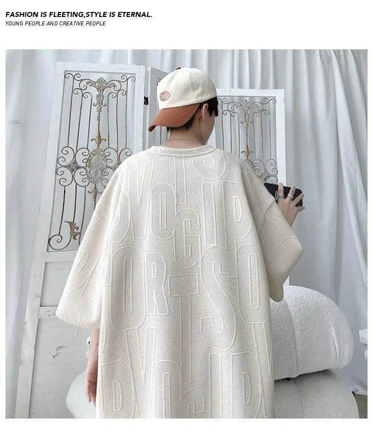 2025 3D Men's new Waffle TZ30 Summer Suit Casual T-shirt + Shorts Suit Men's Tracksuit Solid color tracksuit loose suit - AIAZ